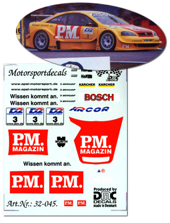 DMC decal Opel V 8 P.M. Magazin yellow